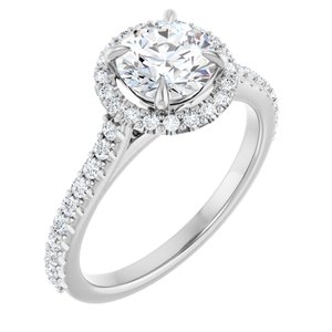 14K White 6.5 mm Round Forever One™ Moissanite & 1/3 CTW Diamond Engagement Ring